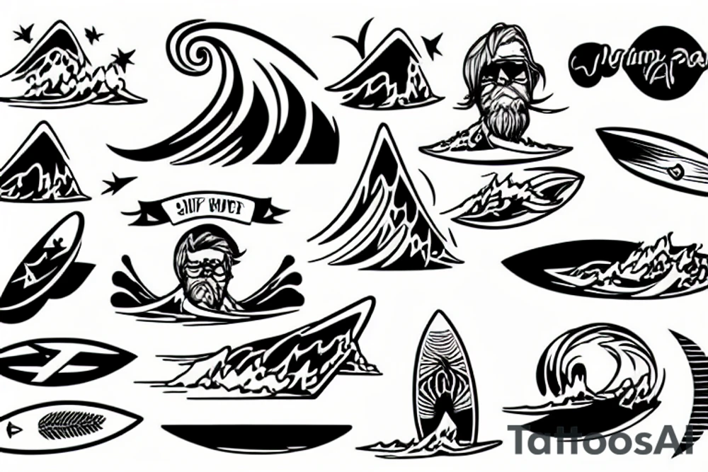 surfing waves tattoo idea