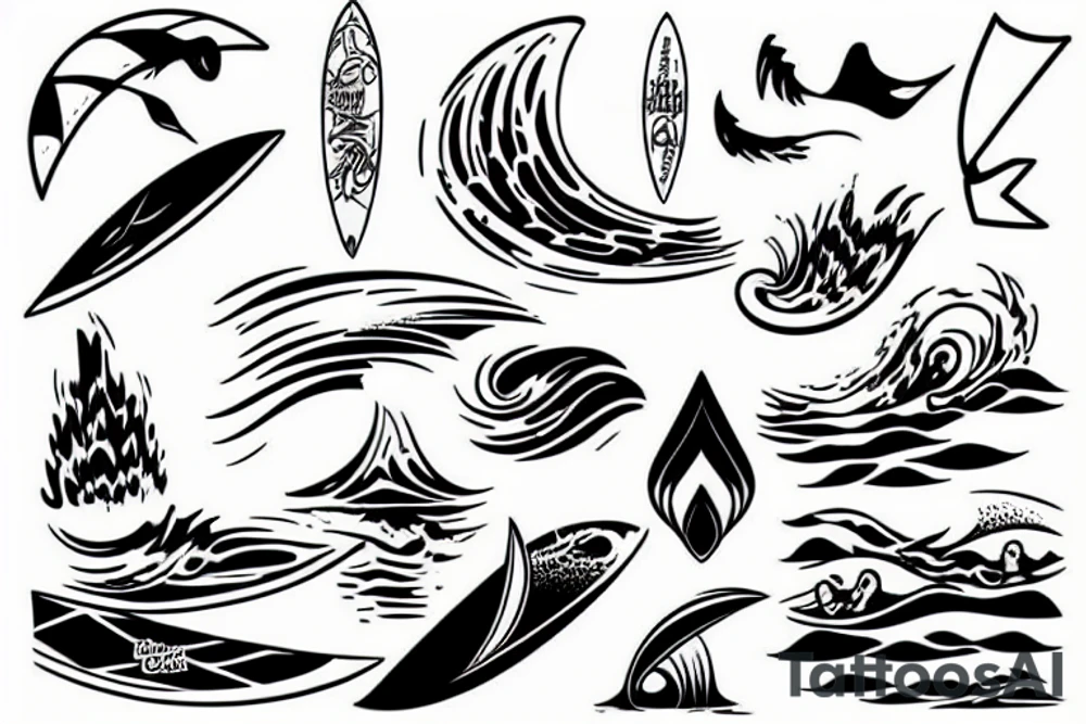 surfing waves tattoo idea