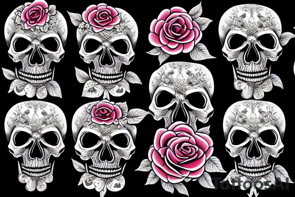 skull rose tattoo idea
