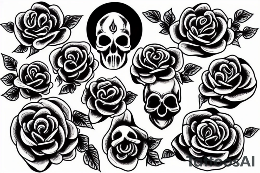 skull rose tattoo idea