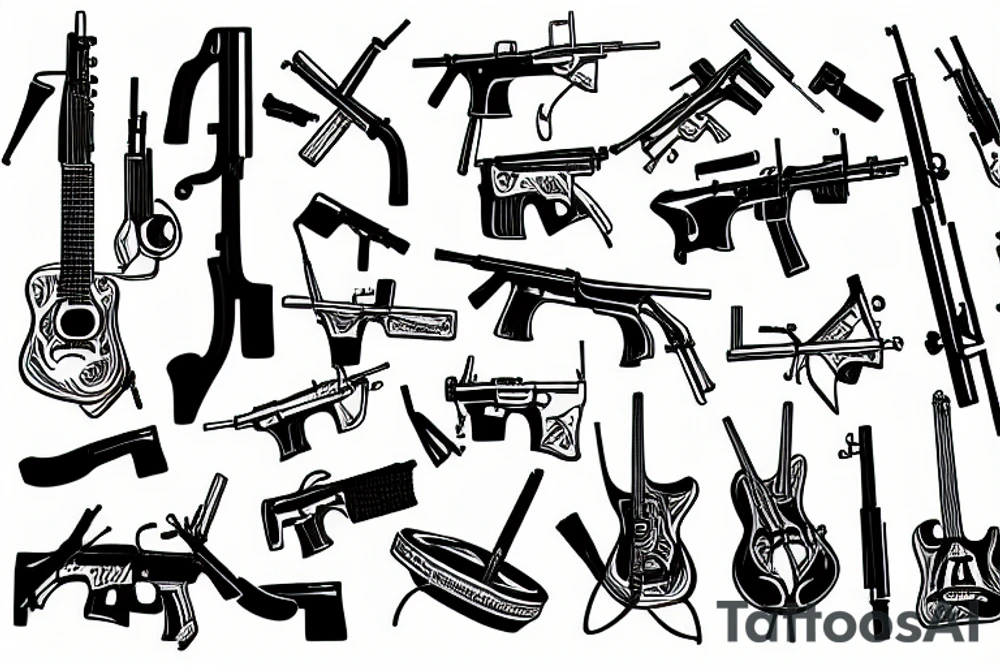 music, guns, Libra tattoo idea