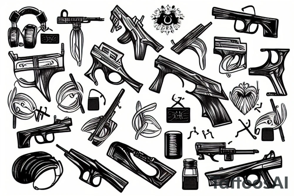 music, guns, Libra tattoo idea
