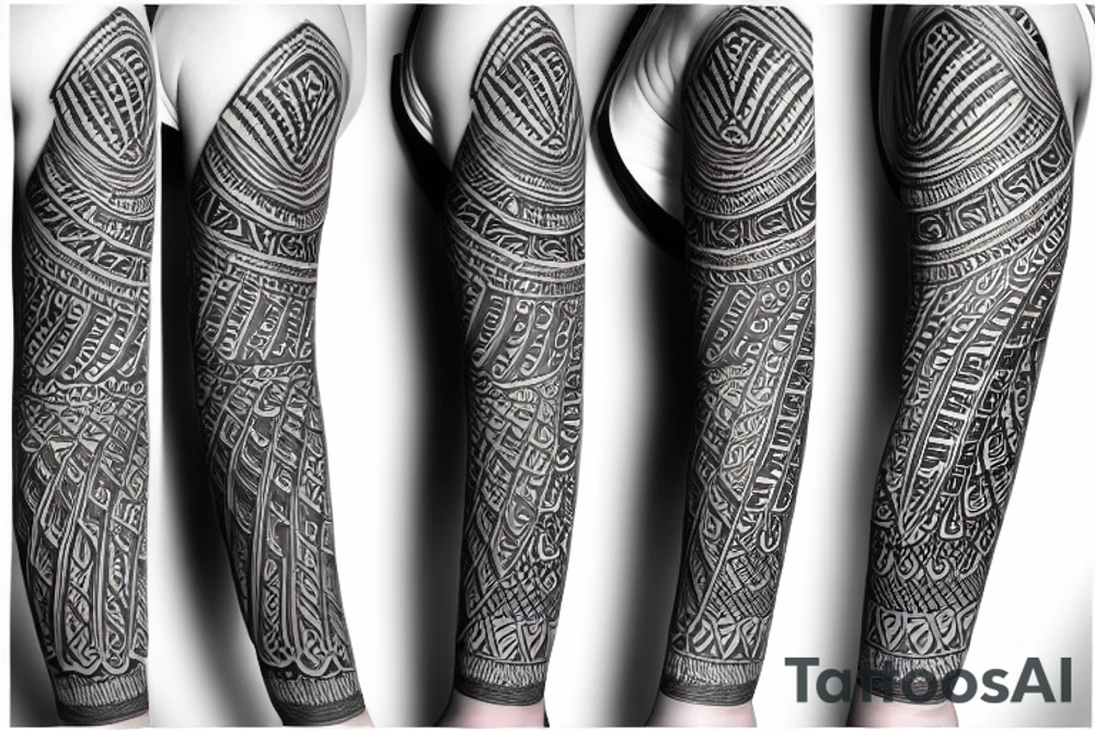 Mandala sleeve with tribal themes tattoo idea