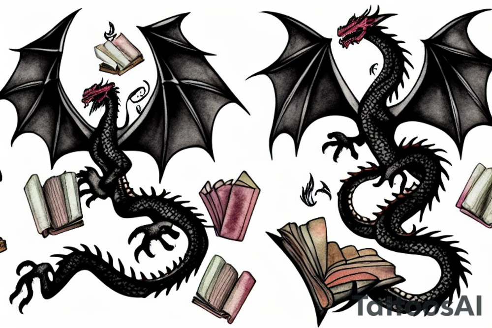 Dragon with a book tattoo idea