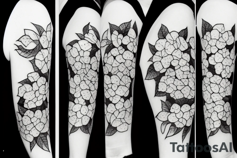 a hydrangea merged with an apple tattoo idea