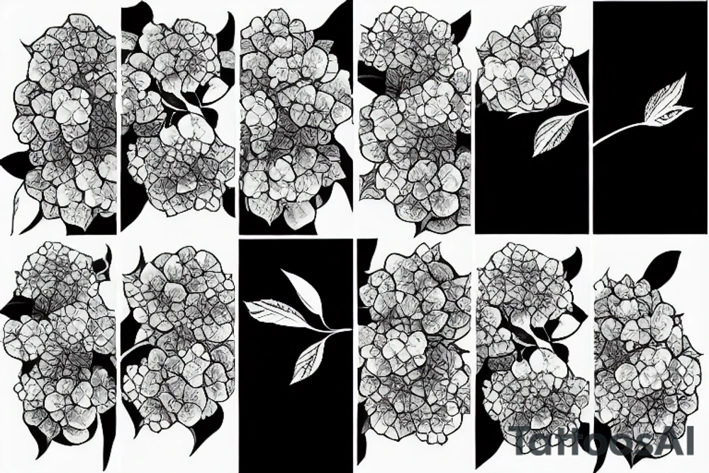 a hydrangea merged with an apple tattoo idea
