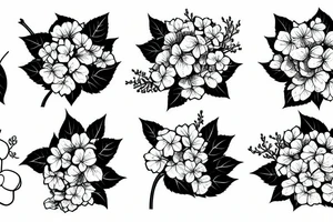a hydrangea and an apple tattoo idea
