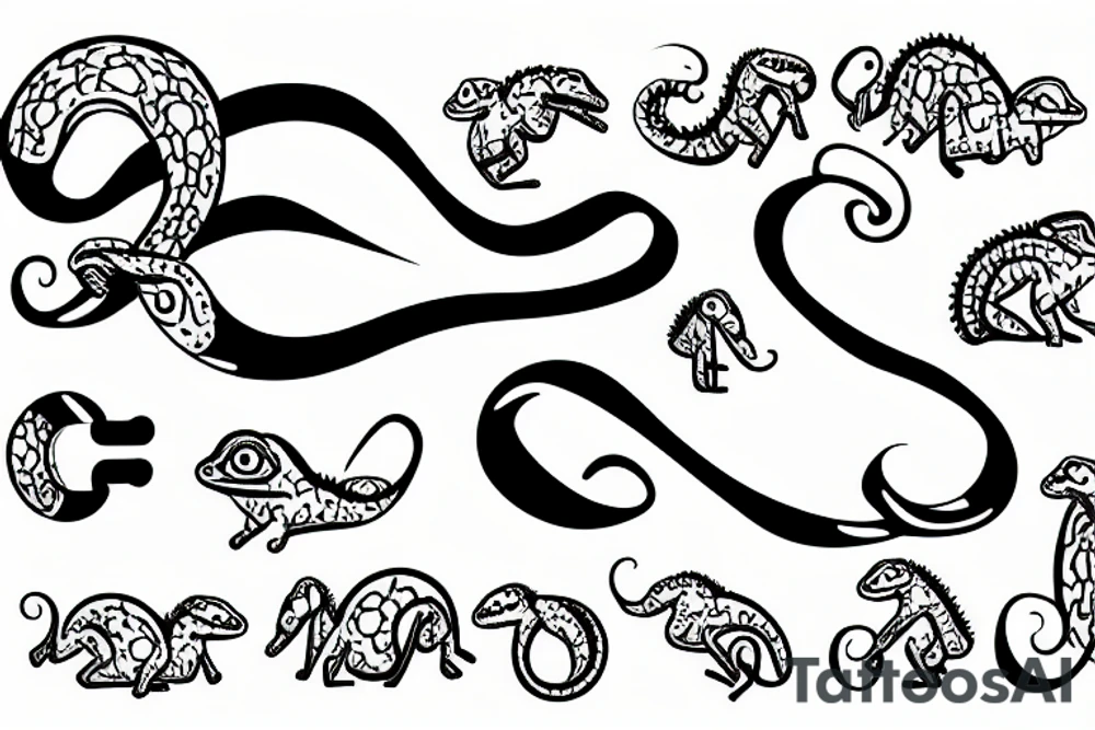 A chameleon eating is own tail in the shape of the infinity symbol tattoo idea