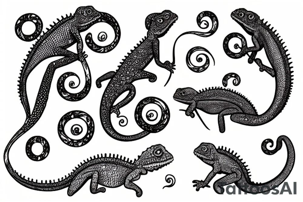 A chameleon eating is own tail in the shape of the infinity symbol tattoo idea