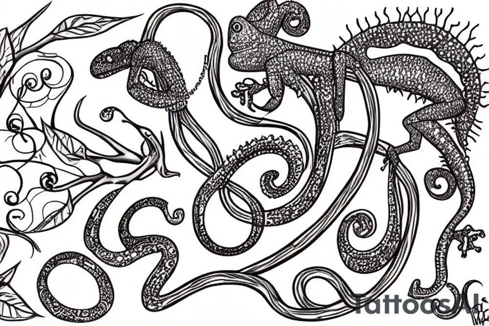 A chameleon eating is own tail in the shape of the infinity symbol tattoo idea