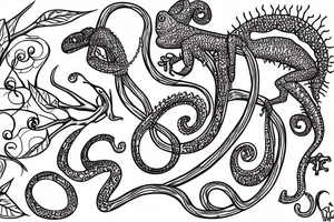 A chameleon eating is own tail in the shape of the infinity symbol tattoo idea