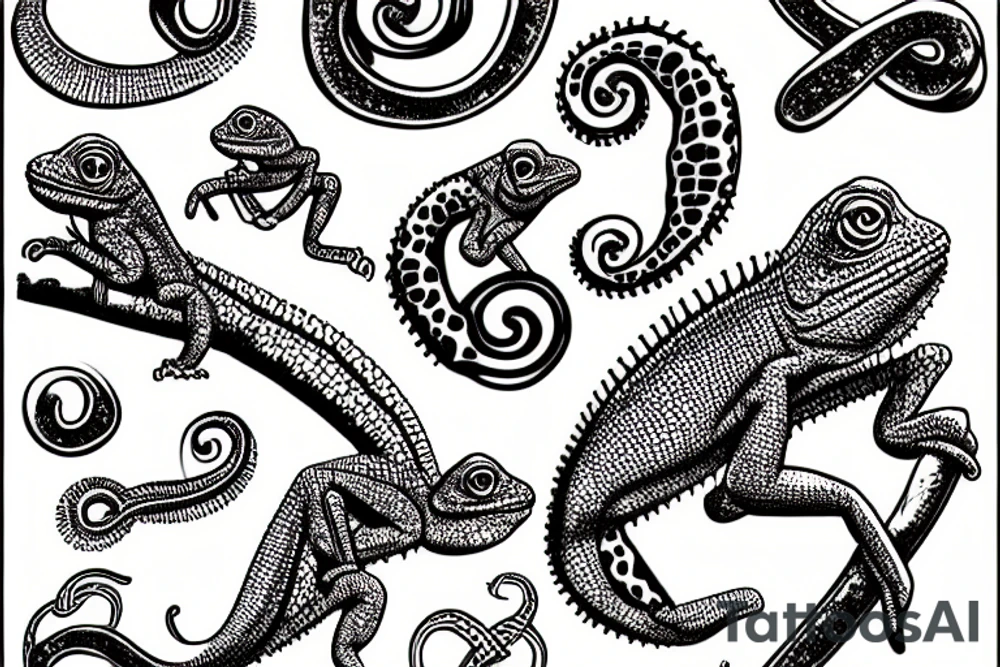 A chameleon eating is own tail in the shape of the infinity symbol tattoo idea