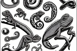 A chameleon eating is own tail in the shape of the infinity symbol tattoo idea