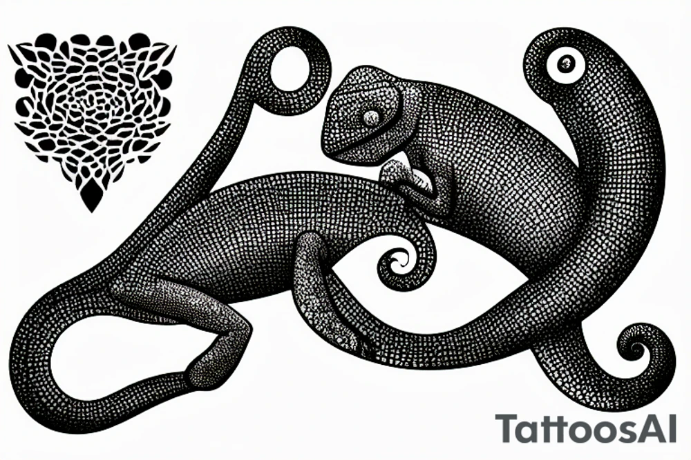A chameleon eating is own tail in the shape of the infinite symbol tattoo idea