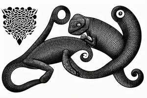 A chameleon eating is own tail in the shape of the infinite symbol tattoo idea
