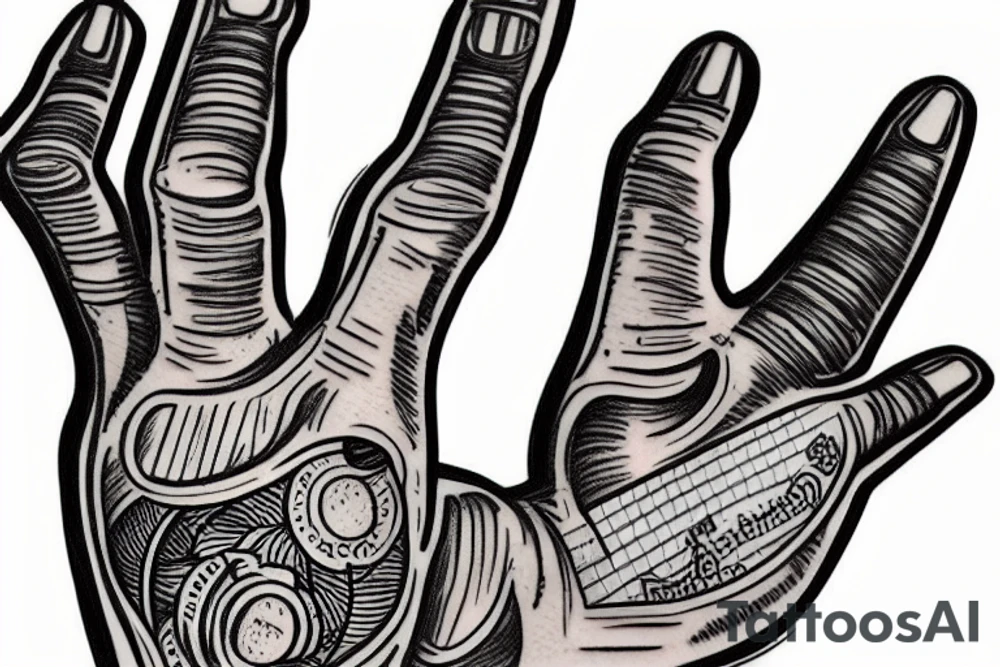 a hand a hand holding a beer tattoo idea