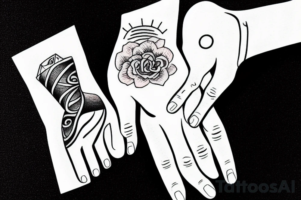 a hand a hand holding a beer tattoo idea