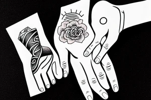 a hand a hand holding a beer tattoo idea