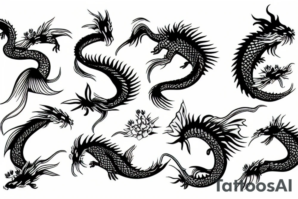 half koi fish half dragon tattoo idea