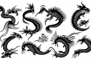 half koi fish half dragon tattoo idea