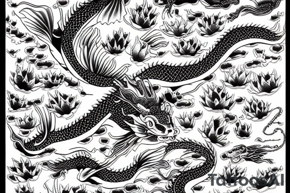 half koi fish half dragon tattoo idea