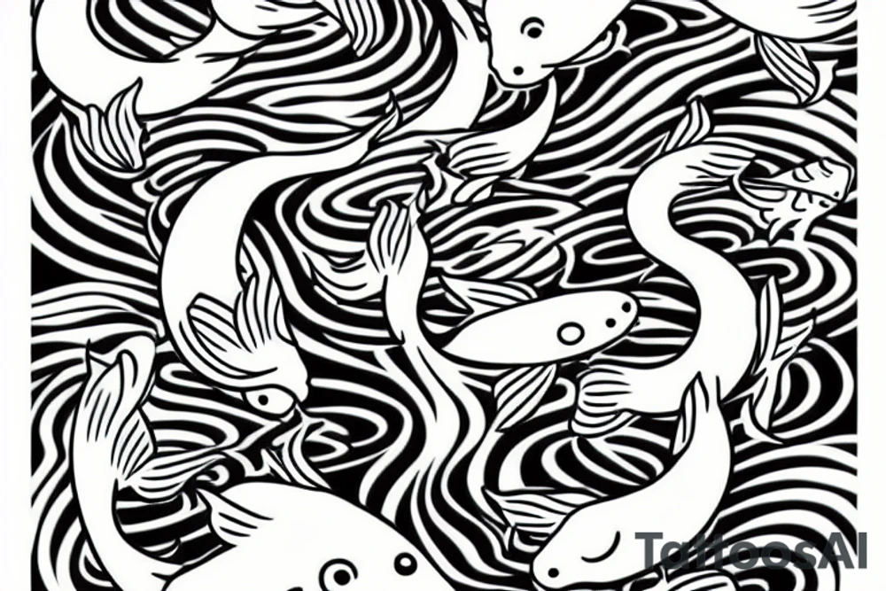 koi fish at a funeral tattoo idea