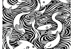 koi fish at a funeral tattoo idea