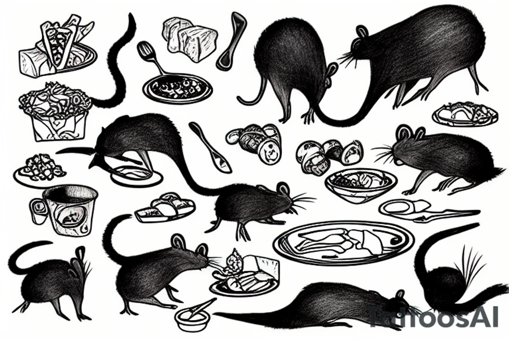 feral rat eating food tattoo idea