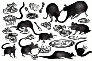feral rat eating food tattoo idea