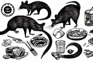 feral rat eating food tattoo idea