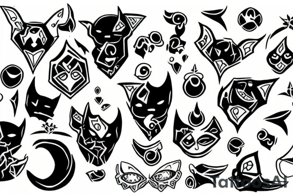 Black batu purring tattoo idea