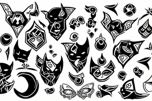 Black batu purring tattoo idea