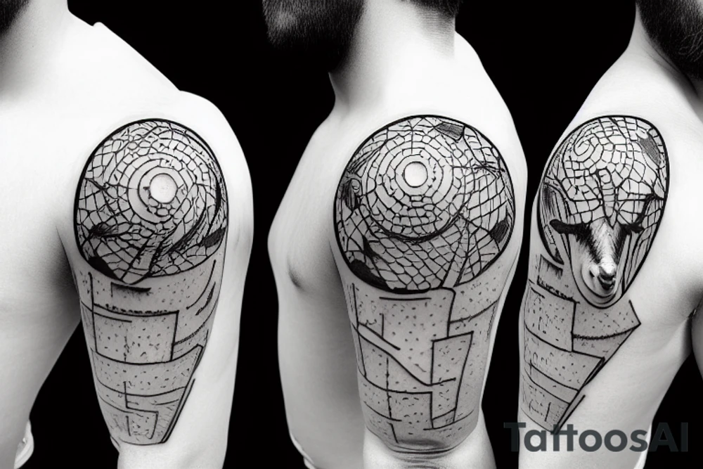 goat playing spike ball tattoo idea