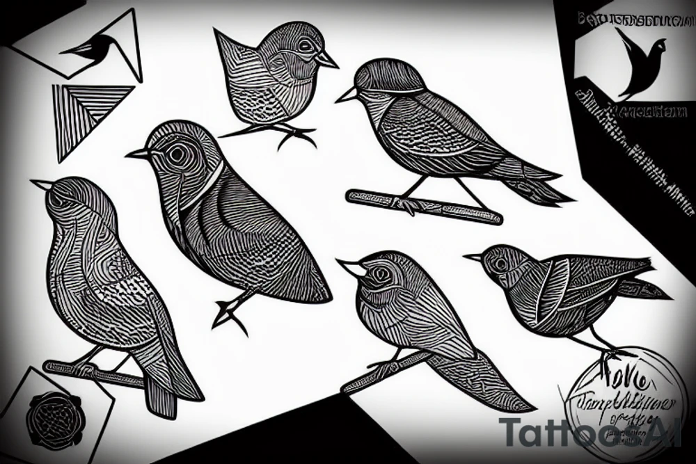 A bird in fileteado porteño style tattoo idea