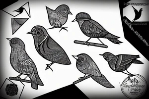 A bird in fileteado porteño style tattoo idea