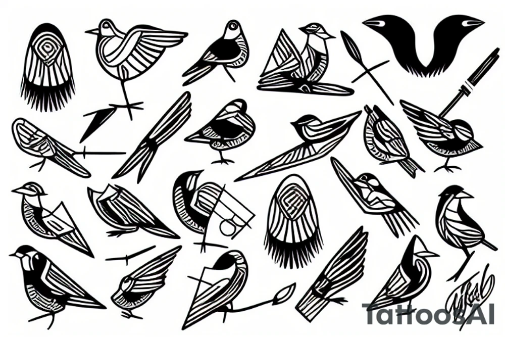 A bird in fileteado porteño style tattoo idea