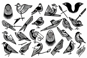 A bird in fileteado porteño style tattoo idea