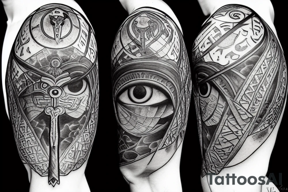 Paladin of the Temple, Eternity, Eye of Ra, Reincarnation, Cycle, Castle tattoo idea