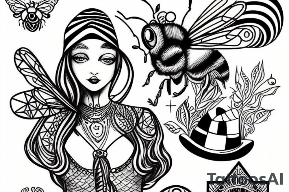 gypsy bee with a hat tattoo idea