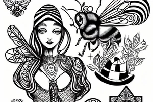 gypsy bee with a hat tattoo idea