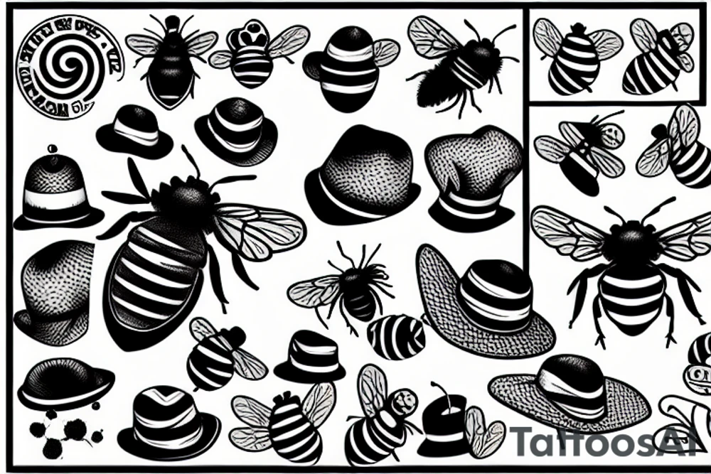 bee with hat tattoo idea