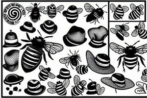 bee with hat tattoo idea
