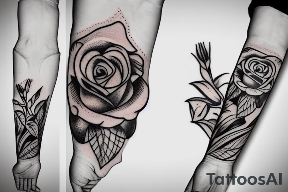 Rose in hand tattoo idea