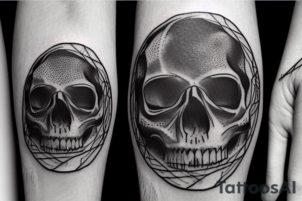 skull inside a circle with a small crow and the phrase "Ad Astra Per Aspera" tattoo idea