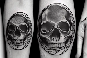 skull inside a circle with a small crow and the phrase "Ad Astra Per Aspera" tattoo idea