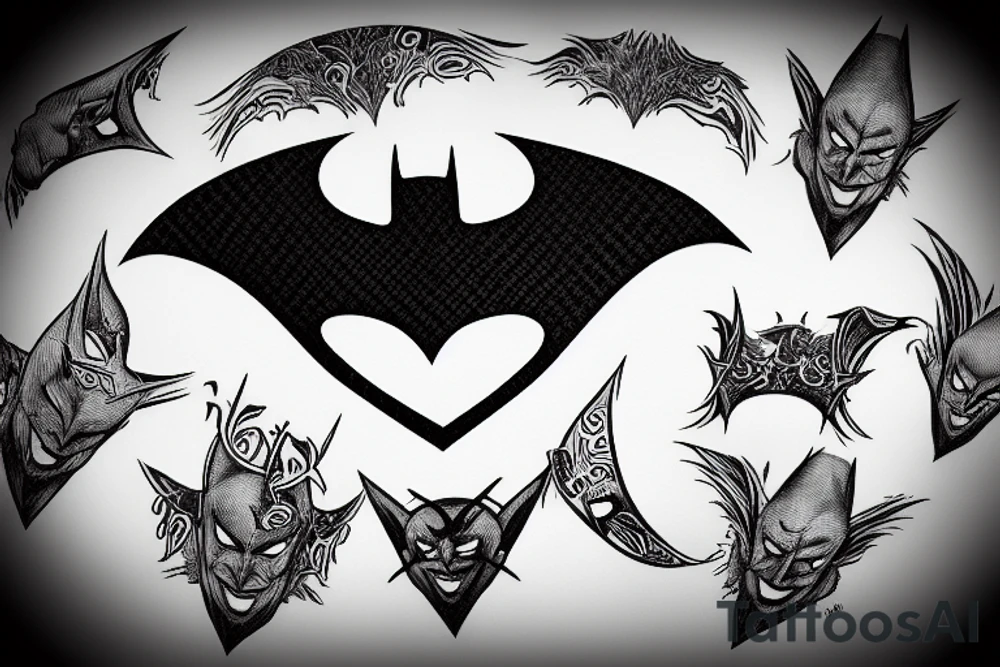 Batman-symbol 
with Joker tattoo idea
