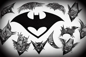 Batman-symbol 
with Joker tattoo idea