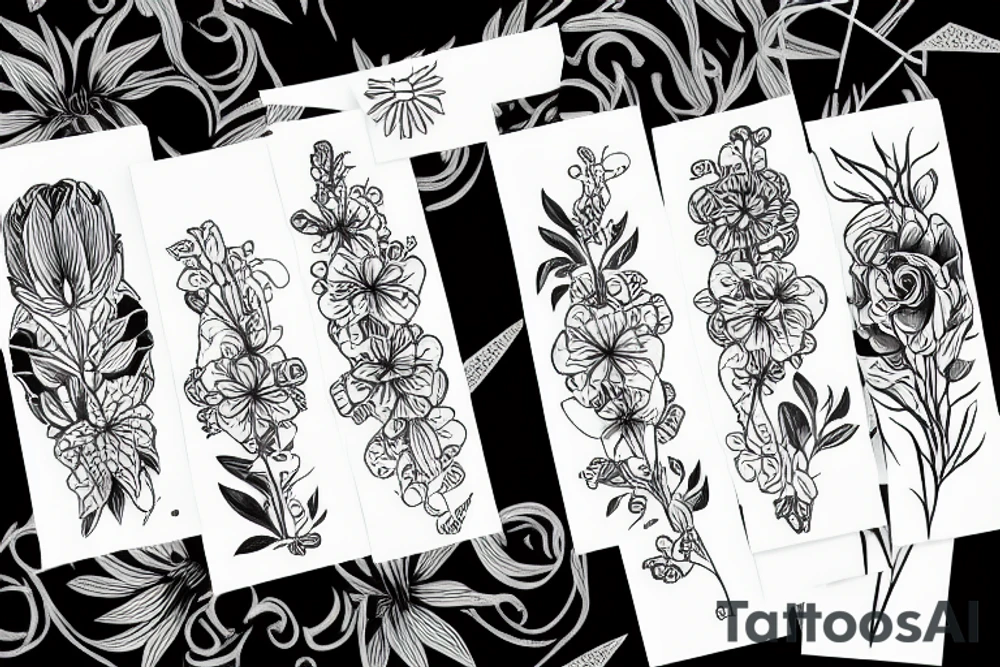 band with different flowers tattoo idea