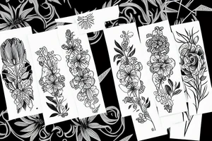 band with different flowers tattoo idea