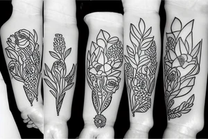 band with different flowers tattoo idea